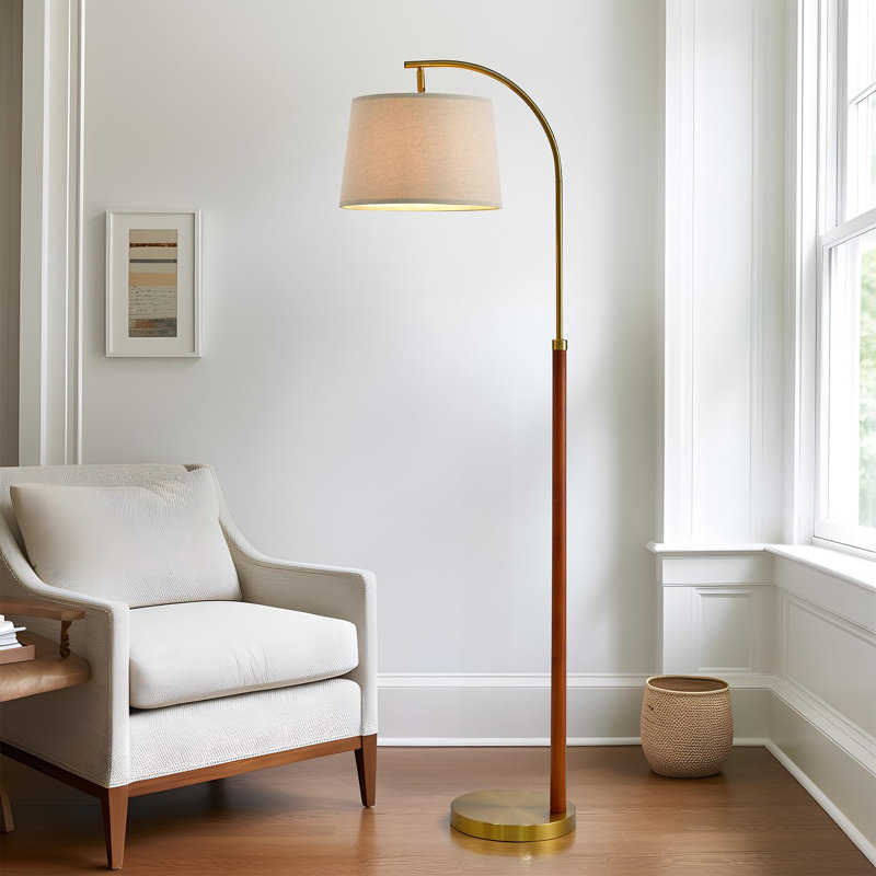 62.5" Gold Floor Lamp with Foot Switch for Living Room Bedroom Office