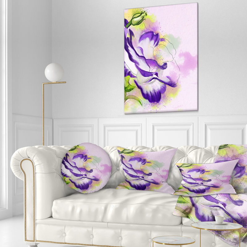 Coussin lombaire en aquarelle de fleurs abstraites