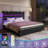 Queen Size Bed Frame With 4 Storage Drawers, RGB LED Lights And Charging Station, All-Metal Support, No Box Spring Needed, Black-123040668