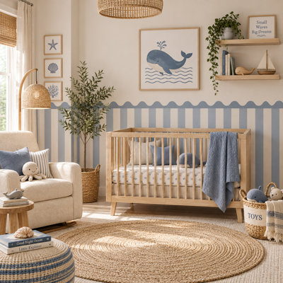Adhésif décoratif demi-bande à rayures bleues 168 pouces de large, hauteur de 40 pouces