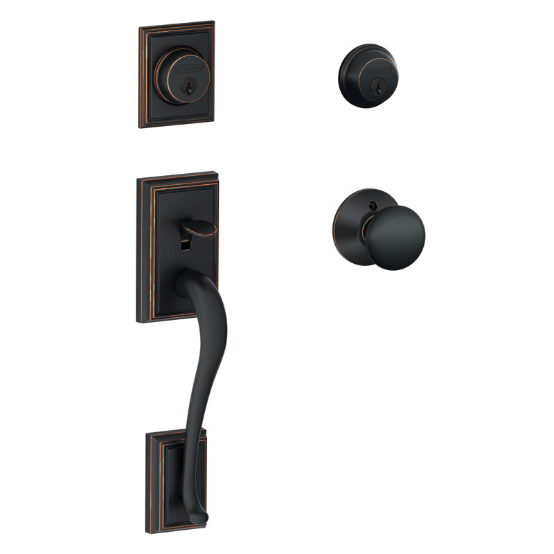 Handleset With Deadbolt And Door Knob And Rosette, Aged Bronze, Yes
