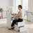 White Vanity Desk With Charging Station, Open Mirror, And Glass Top