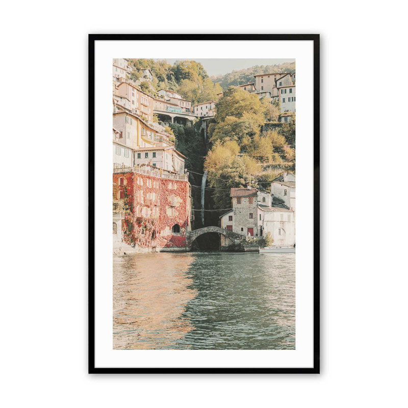 Village Reflections Print, 17" H x 13" W x 1.25" D, Satin Black Single Picture Framed