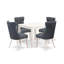 756461524670436CBE748EE847B07E60 Ensemble de table de salle à manger moderne 5 pièces comprenant une table de cuisine carrée et 4 chaises Parson rembourrées, lin blanc-243022175-243022150