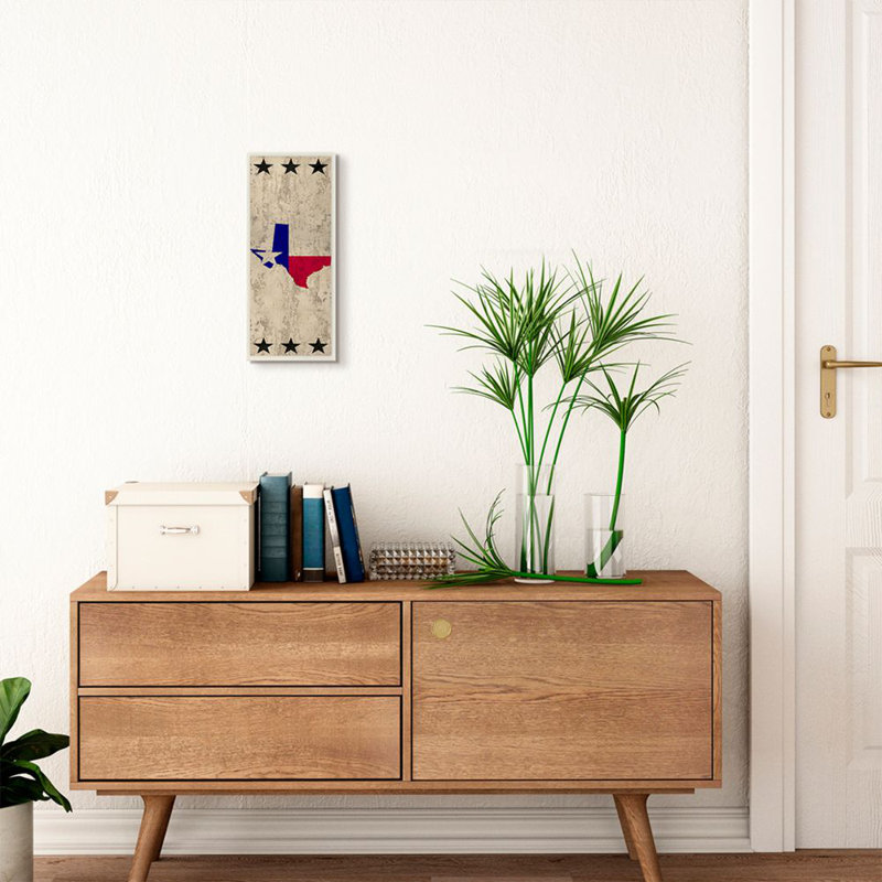 « texas home state star textureed design », impression sur toile, Plaque en bois, H 17 po x l 7 po x P 0,5 po