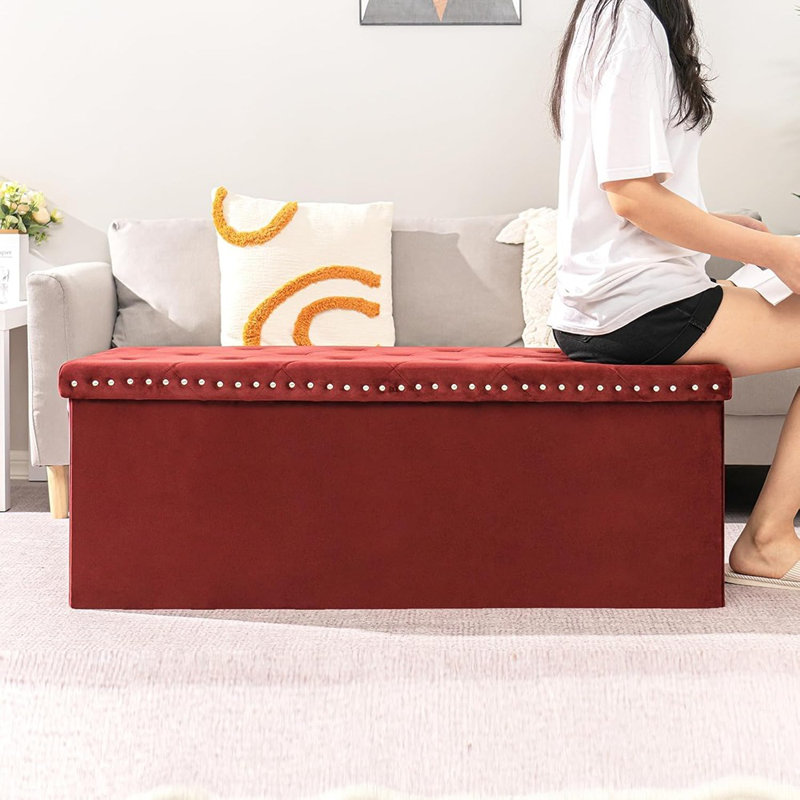 Storage Ottoman Bench, Folding Tufted Ottomans Wit...