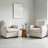 Boucle  Upholstered Accent Chair Wing Back Armchair With Solid Wood Base-1949961028