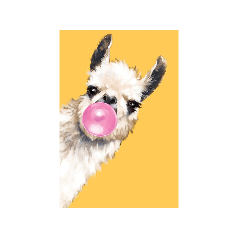 Sneaky Bubble Gum Llama 1 Piece Wall Art on Canvas, 20.32 cm H x 30.48 cm W, Wrapped Canvas