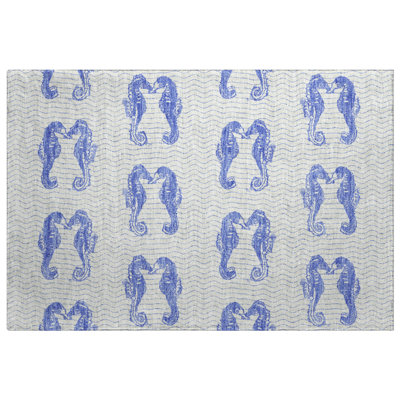 Premium Machine Washable Dream Shag ADS194 Seahorses Rug