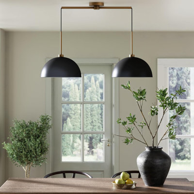 Nathan James Percy Modern 2-Light Pendant Fixture With Adjustable Cords And Metal Shade For Kitchen Island, Dining, And Living Room -  Everly Quinn, 8F3A6876C69D49AFB58B648F9D6D62DD