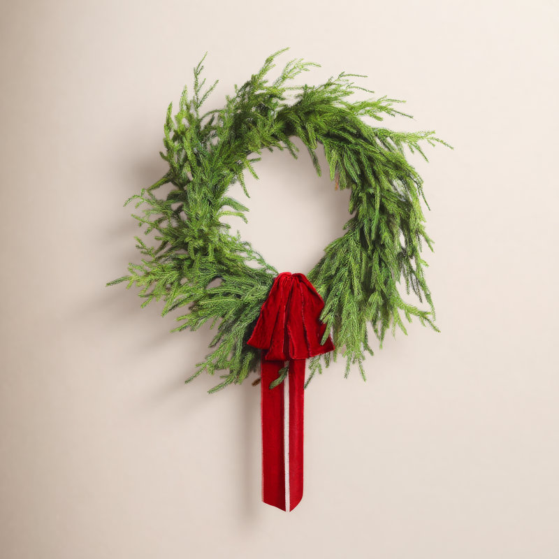 Norfolk Collection - Real Touch Norfolk Pine Front Door Christmas Holiday Winter Wreath - 2 Size Options Available