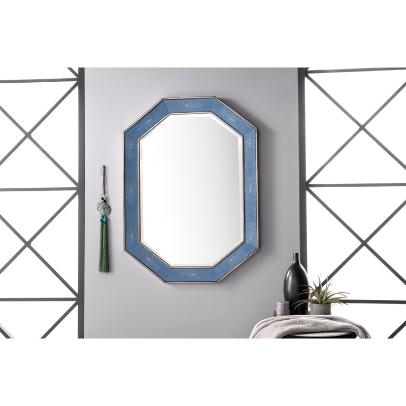 Tangent Flat Iron Beveled Wall Mirror, Delft Blue