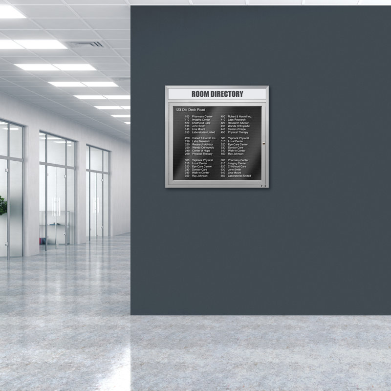Carte à fixation murale délimitée directory cabinet, Clair satiné anodisé, Un, H 36 po x l 36 po