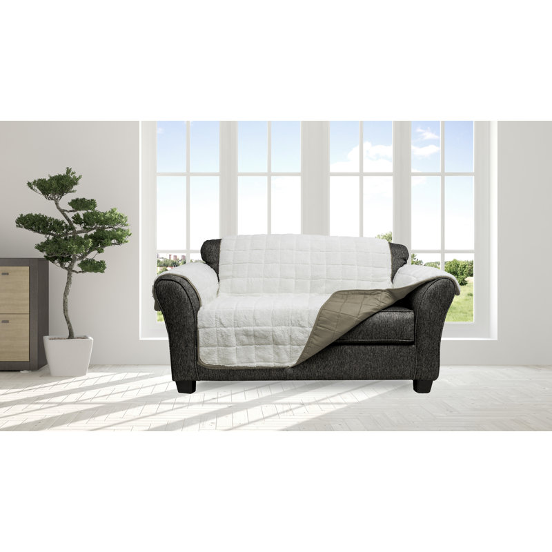 Housse pour causeuse à coussins carrés / rectangulaires Sherpa, Taupe, H 71 po x l 88 po x P 23 po