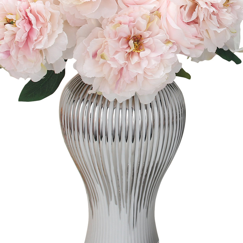 Urne décorative Gaida, Blanc / Doré, Grand