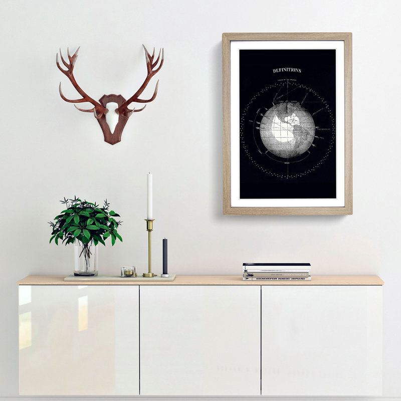 Celestial Astronomical Chart of Earth - Framed Print, 48cm H x 36cm W x 2cm D, Oak Framed