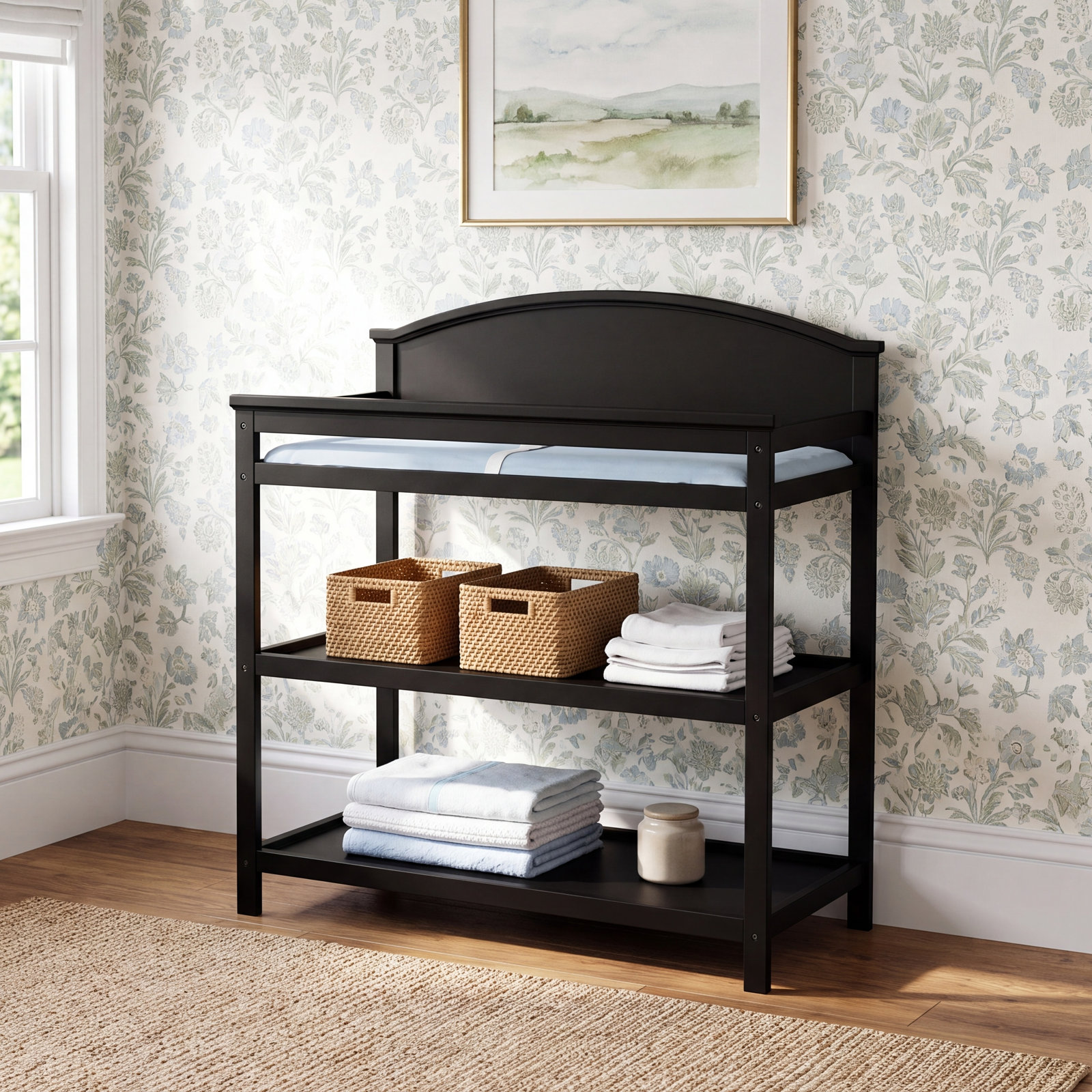 Icarus Solid Wood Changing Table, Black