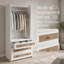 Modern Rattan-Accent Wardrobe with Three Drawers