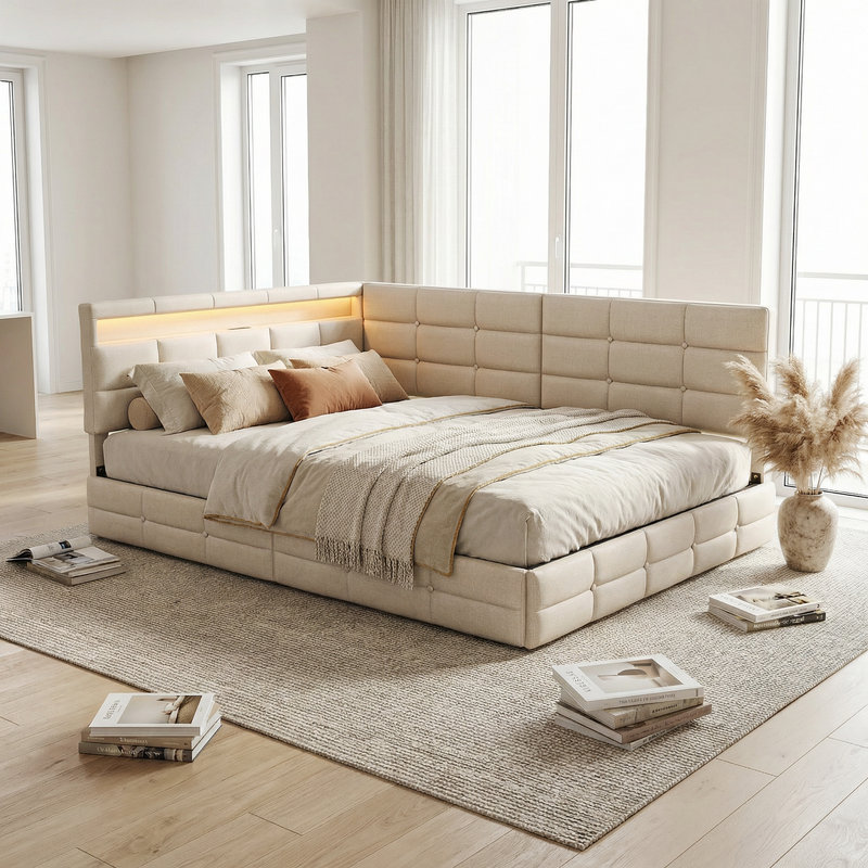 Daybed, European Double (140 x 200 cm), Beige