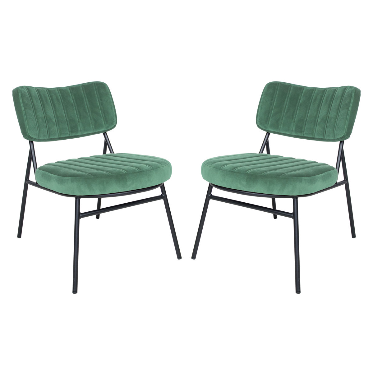 Zipporah Velvet Accent Side Chair with Black Metal Frame (Set of 2)