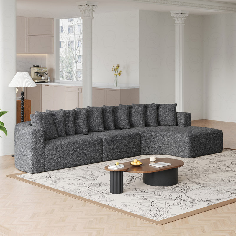 Canapé modulaire en L (méridienne droite), Gris