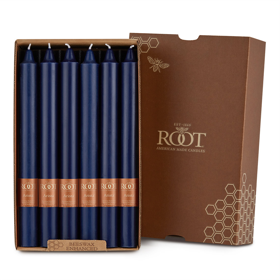 Root Candles Unscented Taper Candle, 9" H x 0.88" W x 0.88" D, Navy
