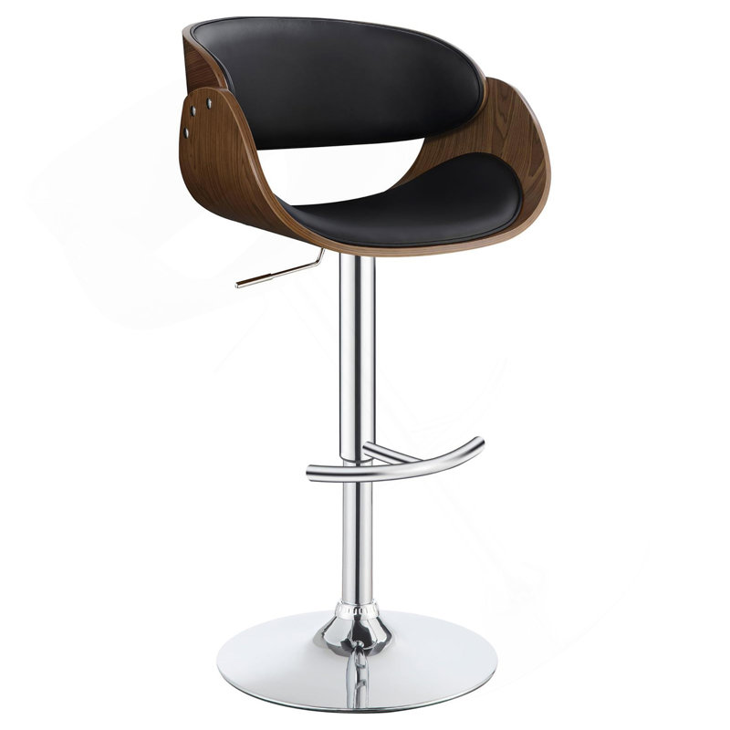 Black And Chrome Adjustable Bar Stool
