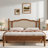 Bohemian Wooden Platform Bed With Natural Rattan Headboard And Arc Design-107820867-107820862