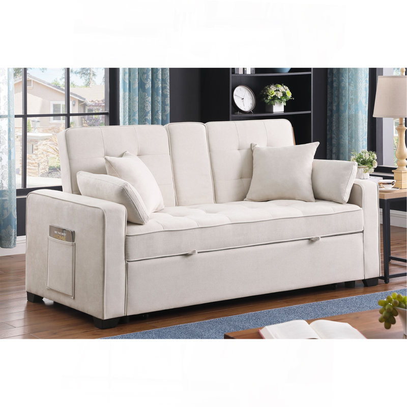 Causeuse-lit convertible avec console rabattable, Beige