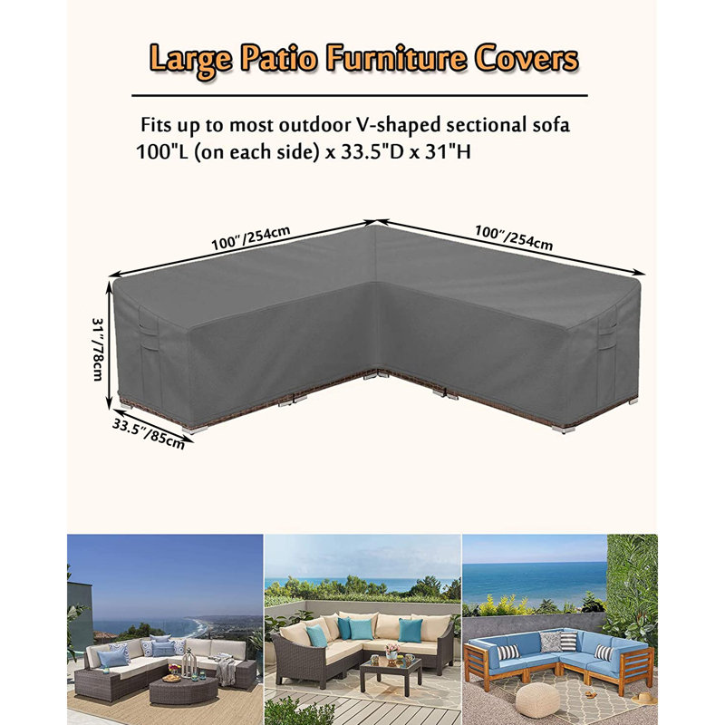 33.5'' Outdoor Patio Sectional Cover, Gray