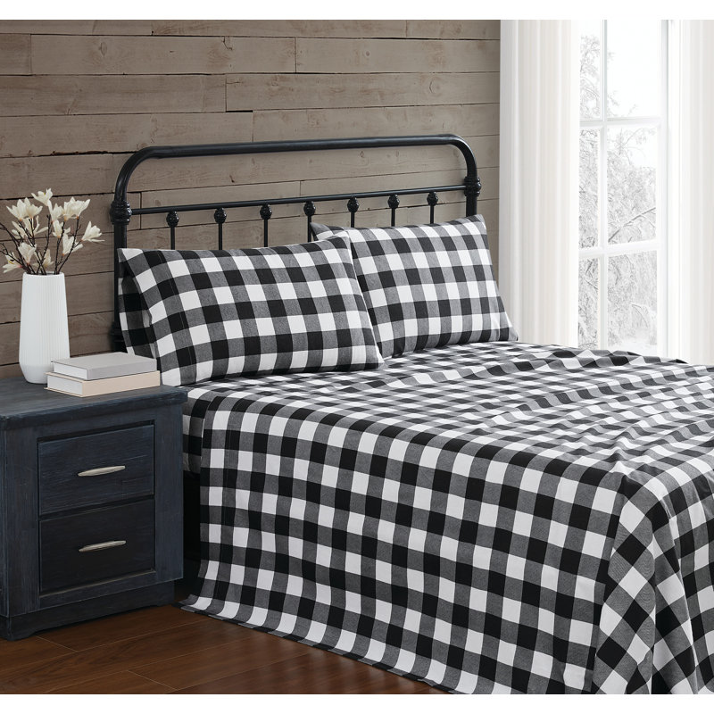 Truly Soft Buffalo Check King Flannel Sheet Set, Twin Sheet Set with 1 Pillowcase