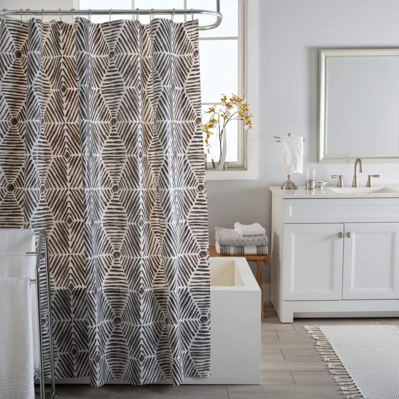 Charleigh Vinyl Geometric Shower Curtain