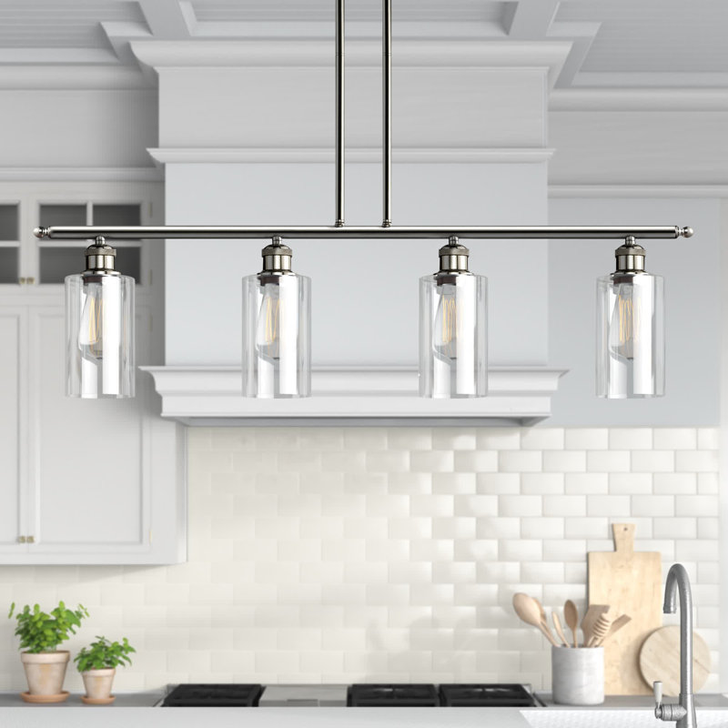 Cloverdale 4 - Light Kitchen Island Pendant, Clear, LED, Antique Brass