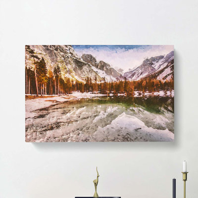 Pragser Wildsee Lake In Italy In Abstract - Wrapped Canvas