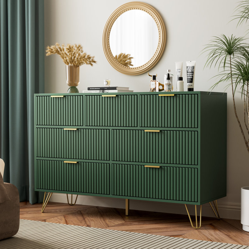Commode 7 tiroirs Vilinda, Vert