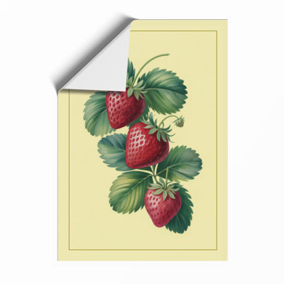 Strawberries And Leaves Botanical - Print