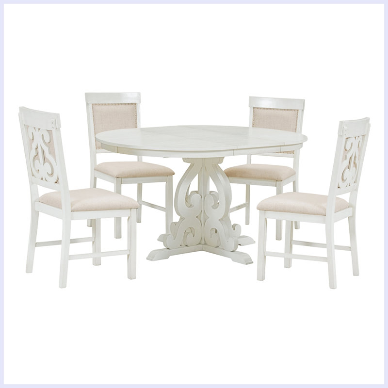 Ensemble repas 58 po Mikes, Blanc antique, Blanc antique, Blanc antique / beige