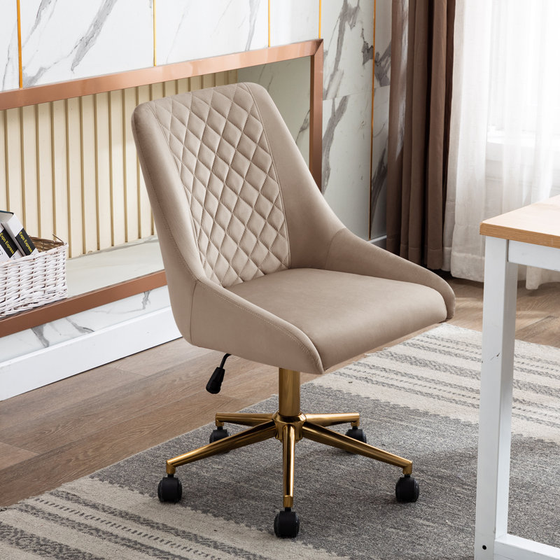 Velvet Task Chair, Gold, Khaki