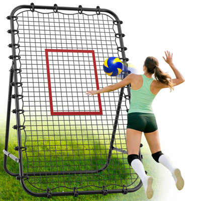 Adjustable Volleyball Rebounder Net 7x4 FT - Ultimate Training Equipment for Volleyball & Lacrosse Enhanced Bouncing System for Volleying, Bumping, and Spiking Drills