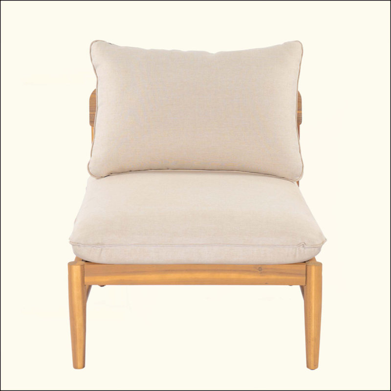 Canapé d'extérieur sans accoudoirs en bois d'acacia avec coussin