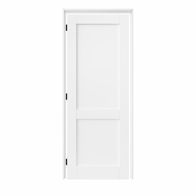 Porte pré-suspendue intérieure à 2 panneaux de 28 po x 80 po avec charnières noires, dalle de porte à cadre solide avec cadre, porte intérieure comme porte de garde-manger, porte de chambre à coucher, porte de buanderie, portes de placard, portes de pièce, main gauche