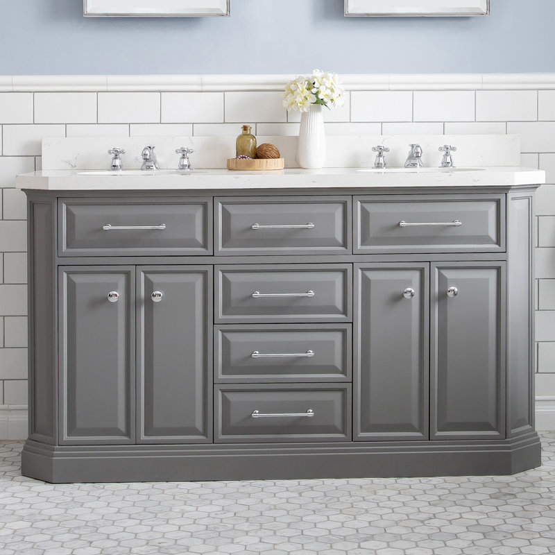 Palace 60'' W Double Vanity, Monarch Blue, Satin Gold