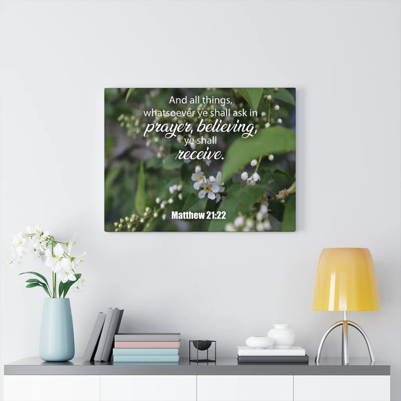 All The Things Matthew 21:22 Christian Home Decor Scripture Art, H 12 po x l 16 po