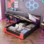 Structure de lit de jeu hydraulique moderne pour grand lit, lit plateforme Cyberpunk Esports Design pour joueurs, noir et rouge