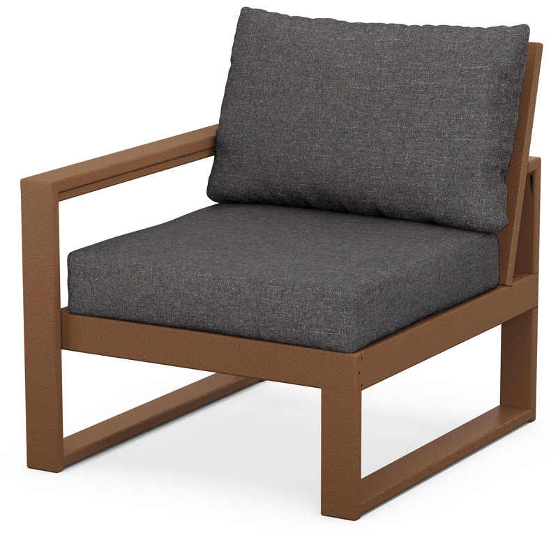 POLYWOOD Outdoor Lounge Chair, Ash Charcoal, Teak