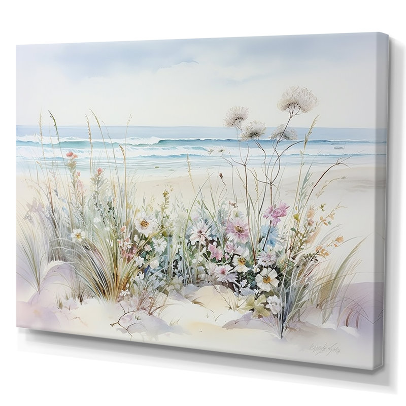 Wildflowers On The Beach II, 30" H x 40" W, Wrapped Canvas, No Frame