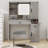 Complete Farmhouse Vanity Set with Sliding Mirror , Glass Top, Charging Station, 4 Drawers, 2 Cabinets and Matching Stool-125242031