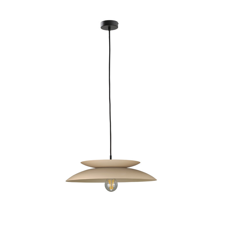 1 - Light Matte Black Dome Pendant, Latte