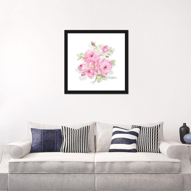 " Romantic Roses " by Debi Coules, 24" H x 24" W x 1" D, Black Paper, White
