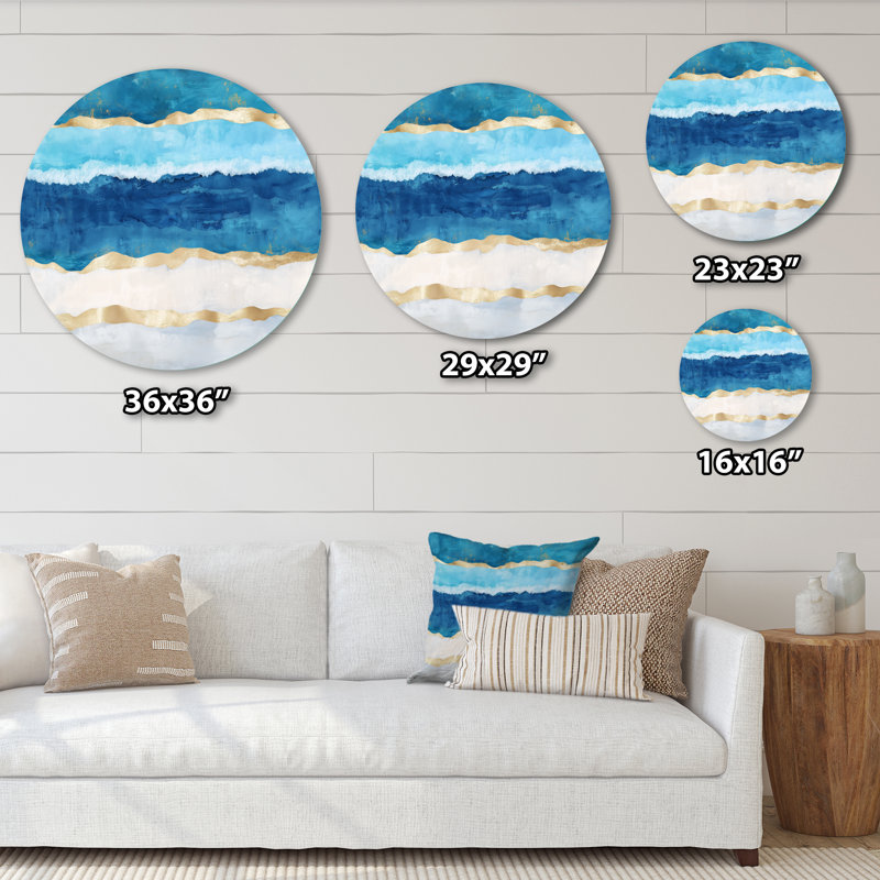 Décoration murale ronde en métal bleu et bleu Tropical Beach - vagues côtières, L 16 po x H 16 po